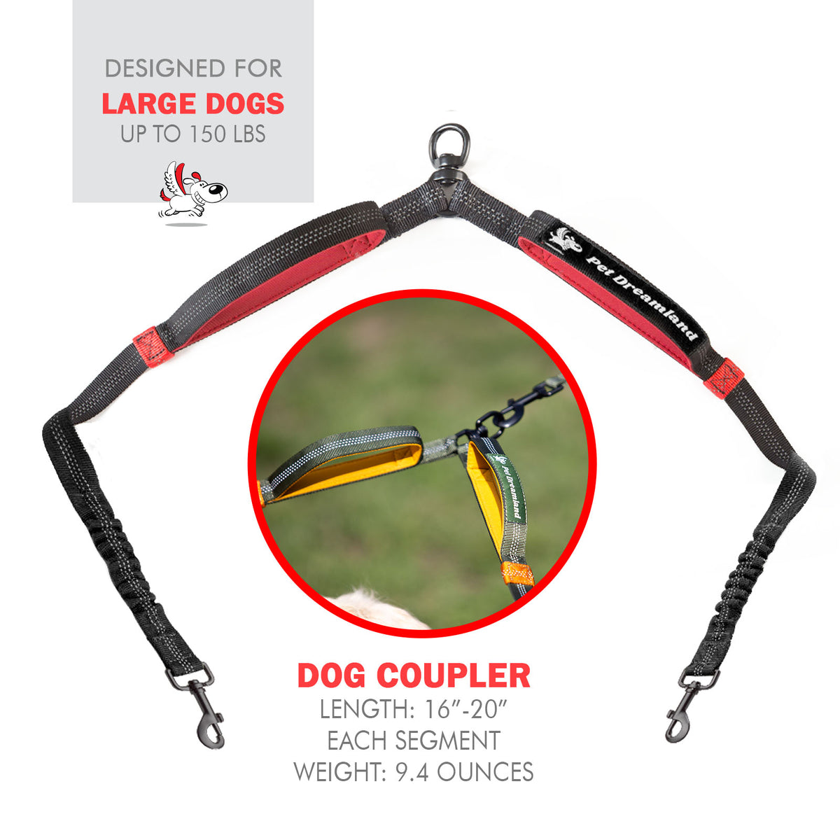 Dog Coupler 360 Splitter for Large Dogs