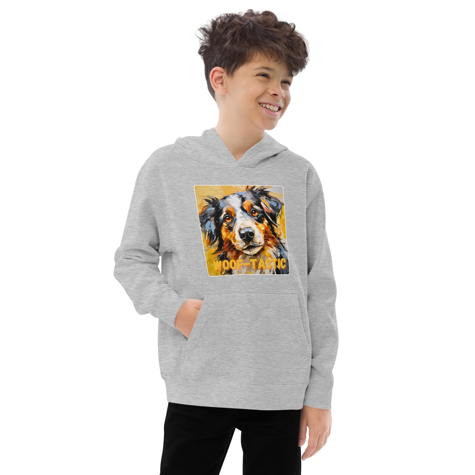 Kids fleece hoodie Woof-tastic Australian Shepherd