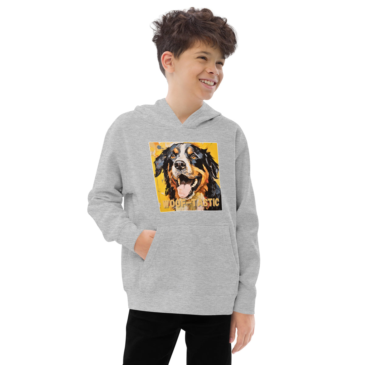 Kids fleece hoodie Woof-tastic Bernese Mountain Dog