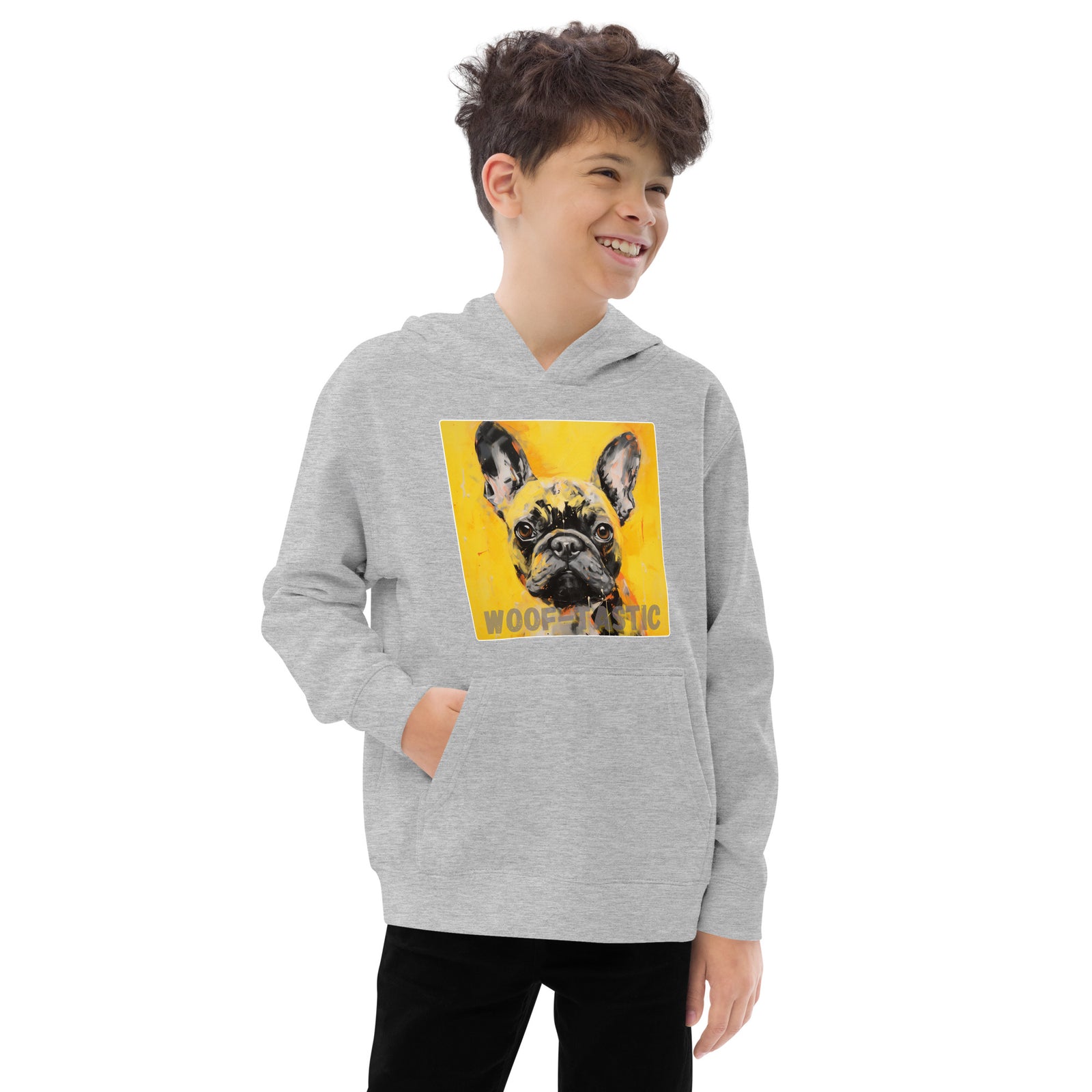Kids fleece hoodie Woof-tastic French Bulldog