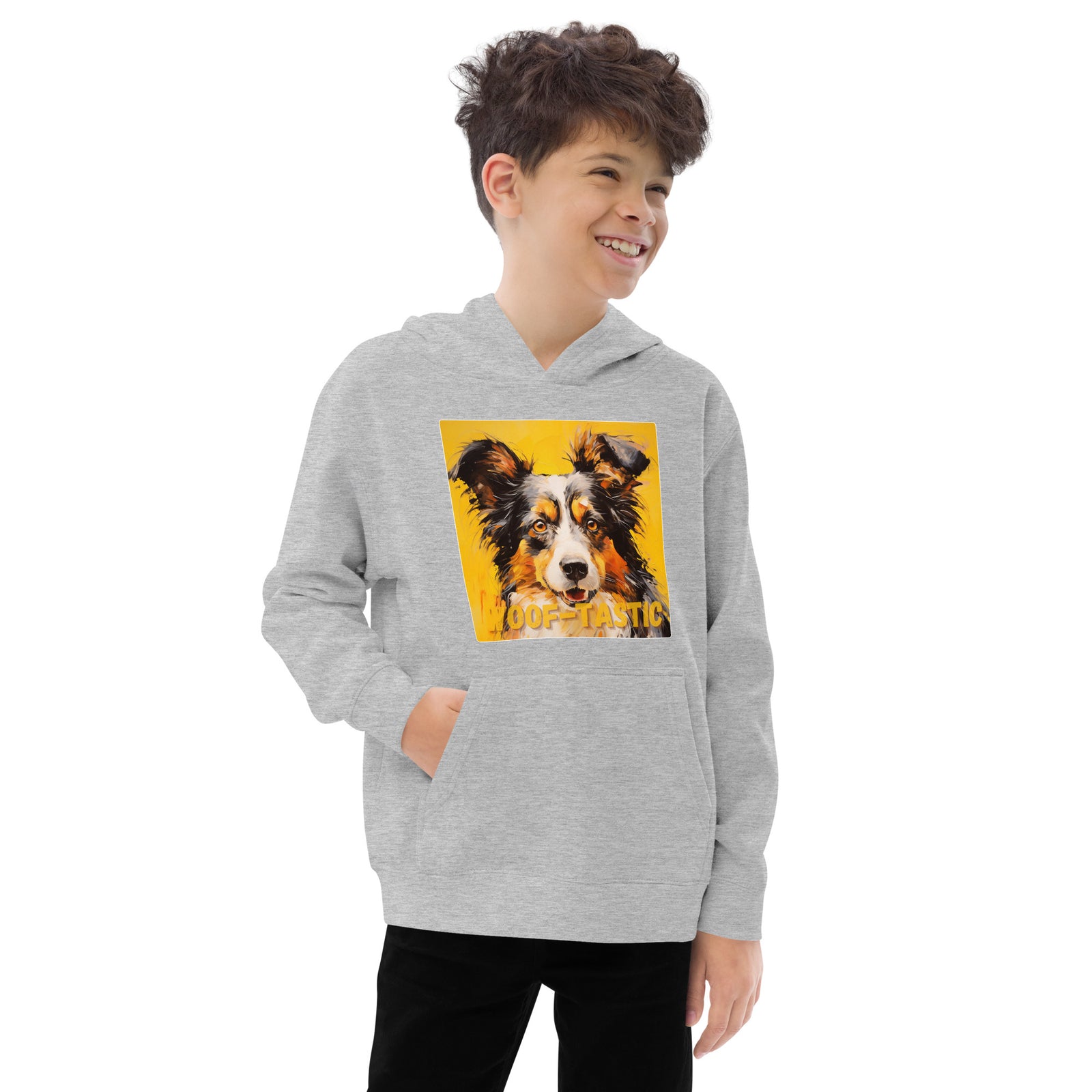 Kids fleece hoodie Woof-tastic Shetland Sheepdog