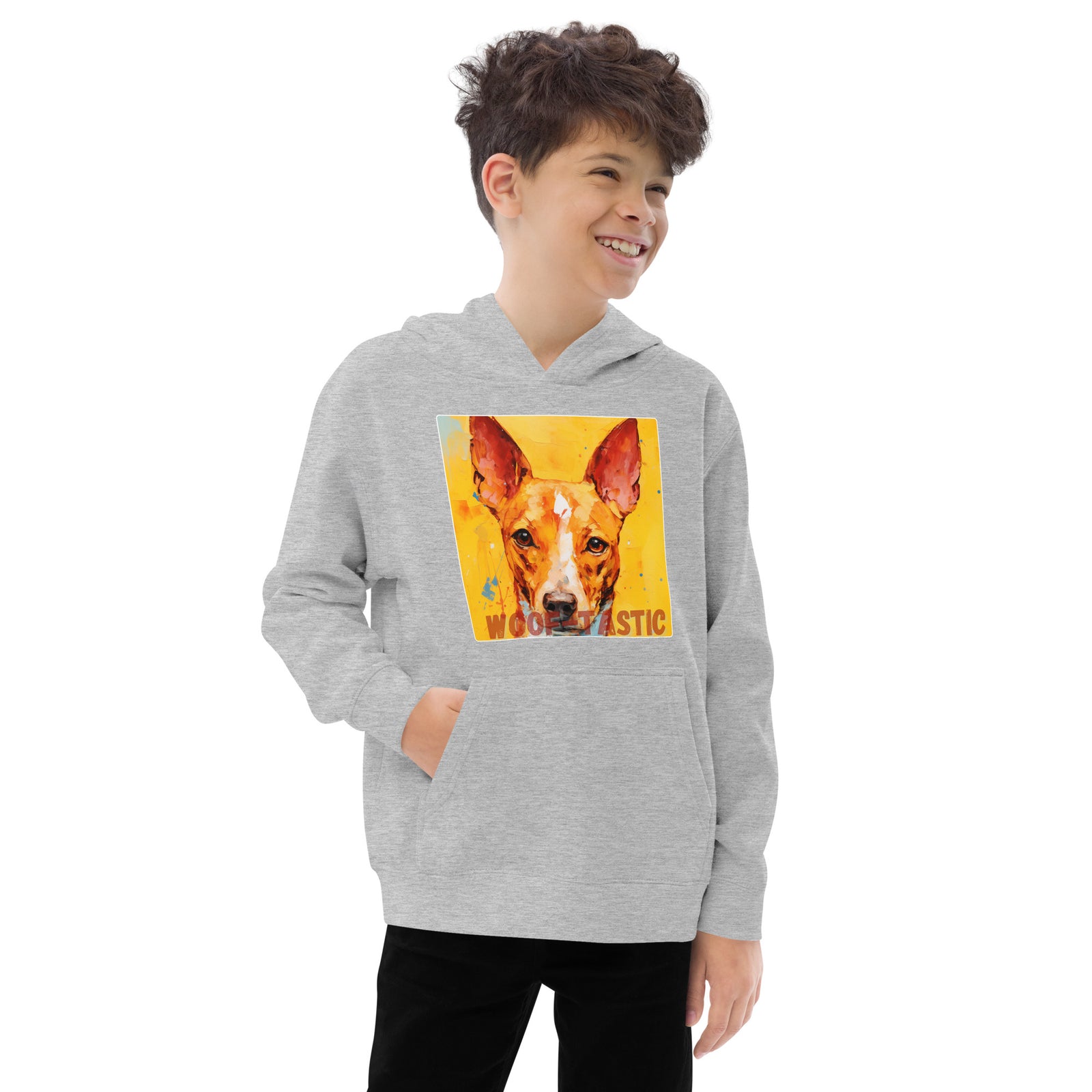 Kids fleece hoodie Woof-tastic Basenji