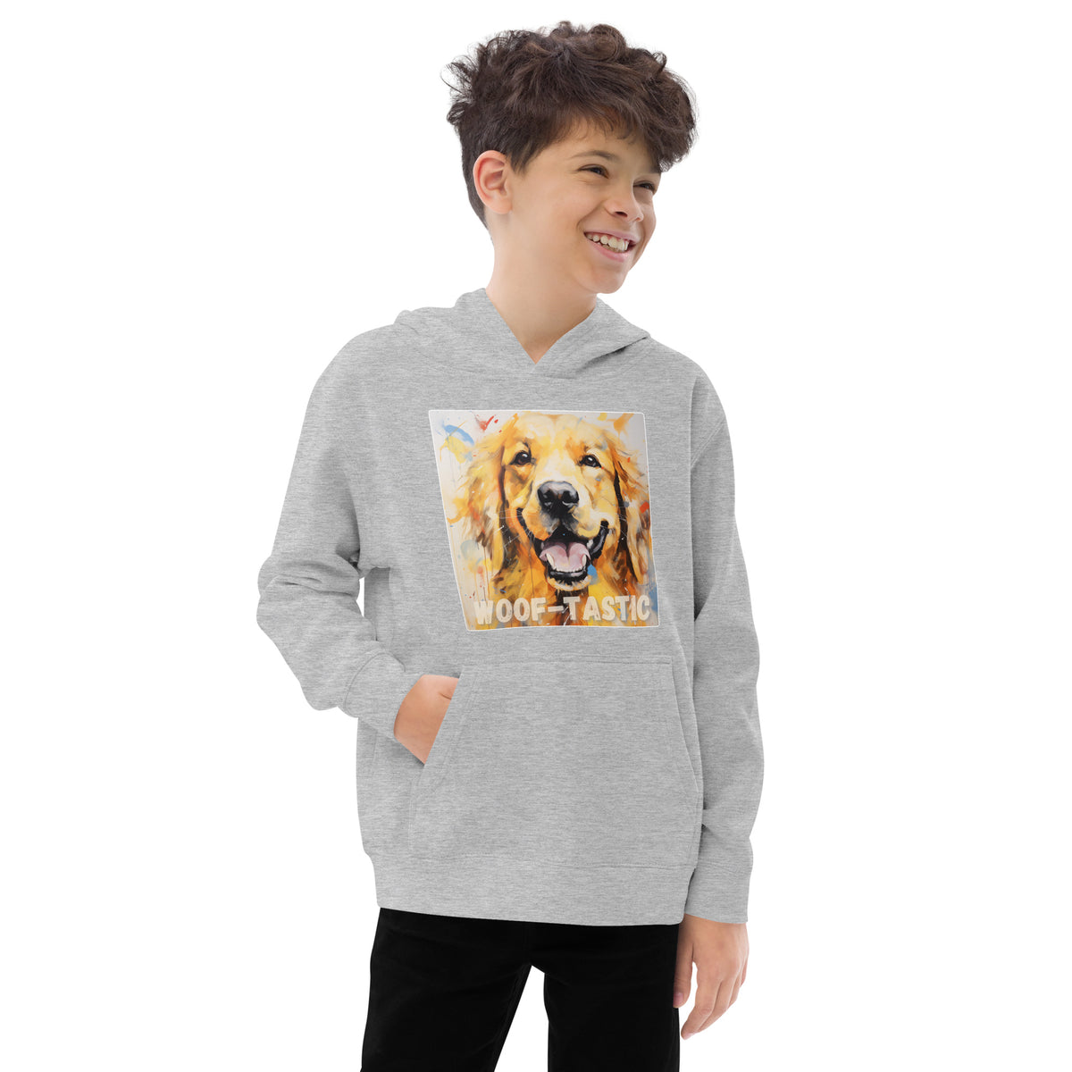Kids fleece hoodie Woof-tastic Golden Retriever