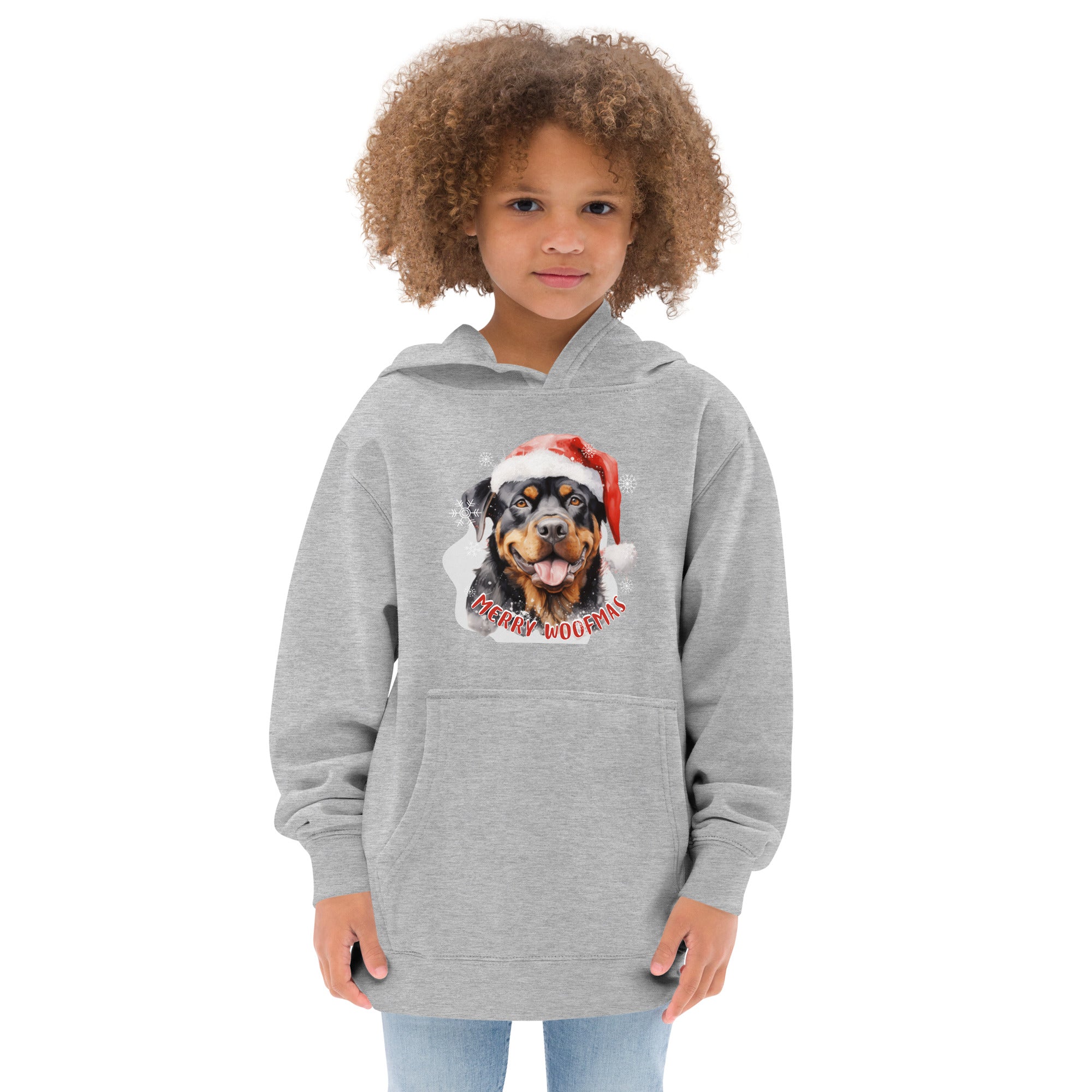Kids fleece hoodie Rottweiler - Merry Woofmas