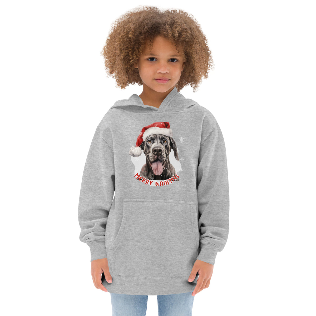 Kids fleece hoodie Great Dane - Merry Woofmas