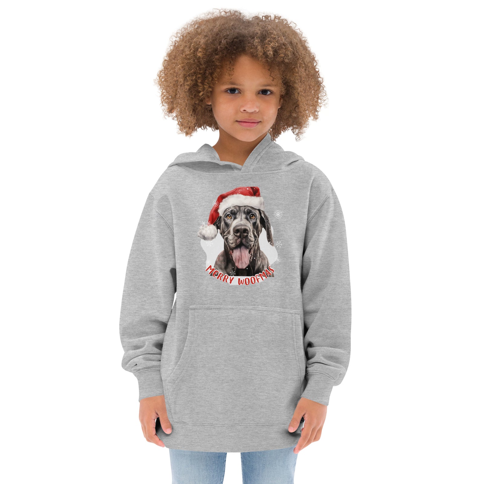Kids fleece hoodie Great Dane - Merry Woofmas