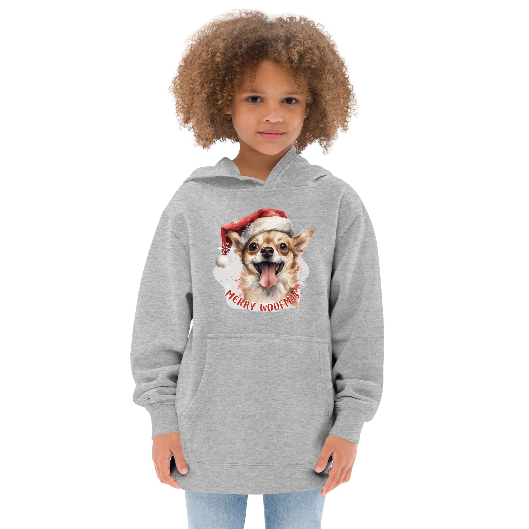 Kids fleece hoodie Chihuahua - Merry Woofmas