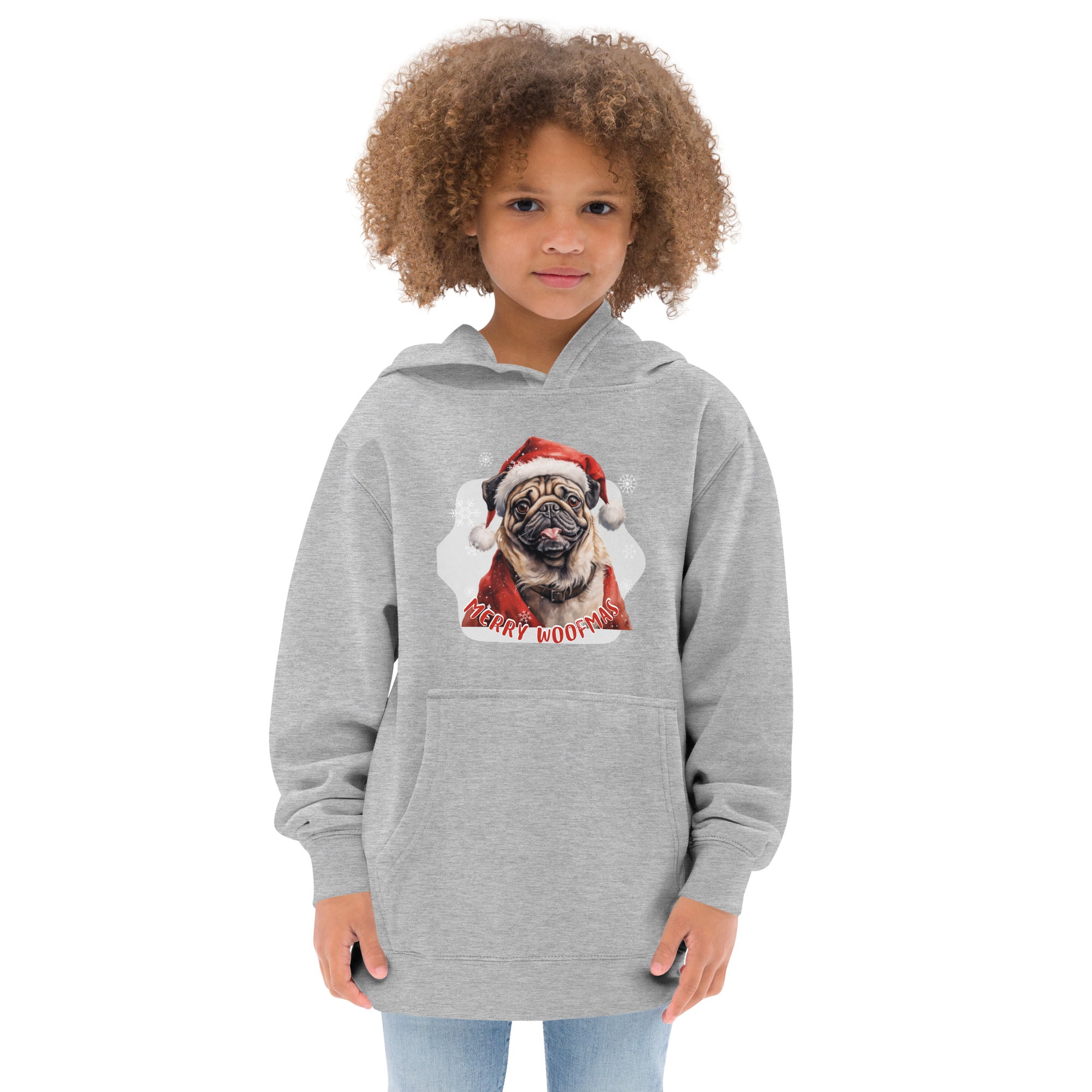 Kids fleece hoodie Pug - Merry Woofmas