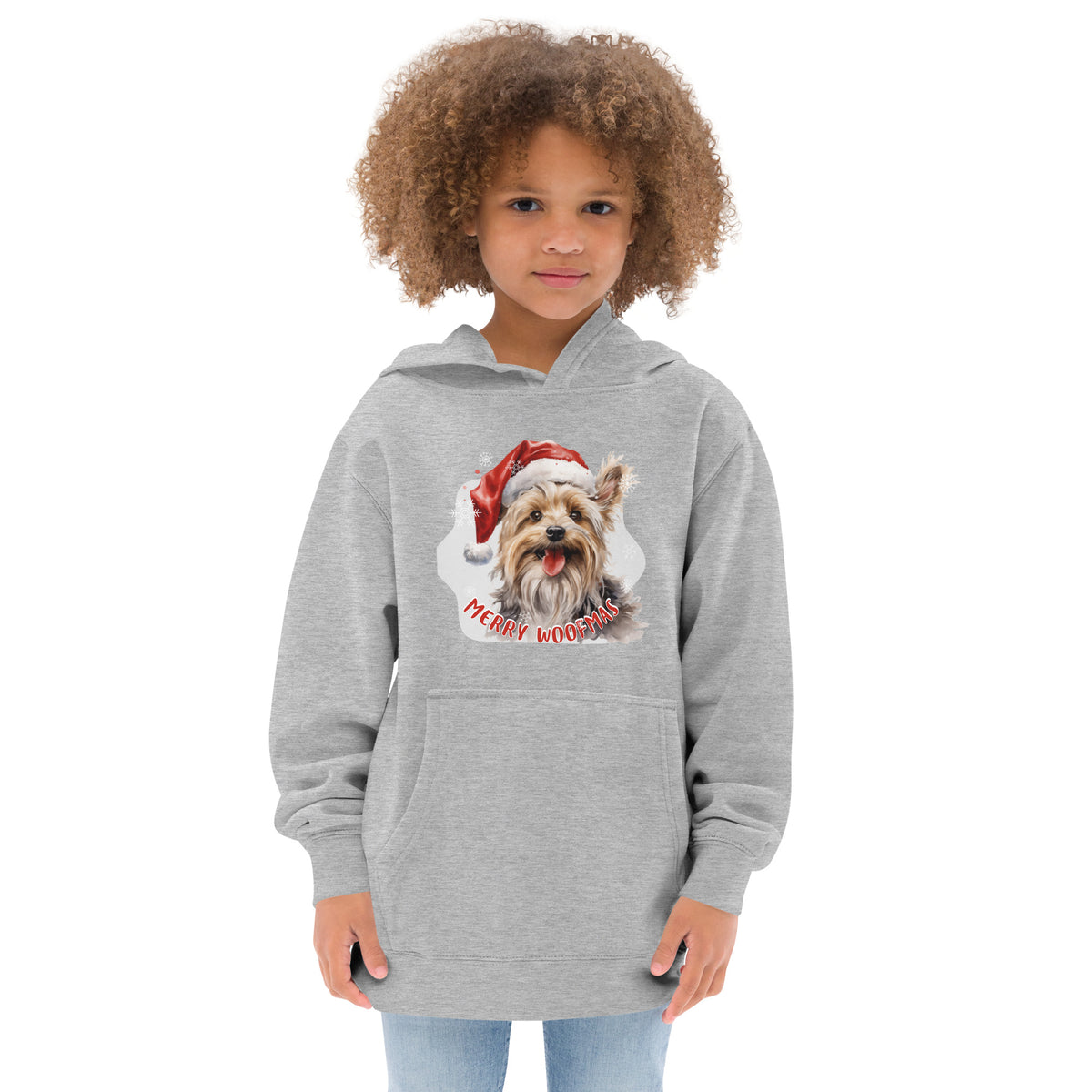 Kids fleece hoodie Yorkshire Terrier - Merry Woofmas