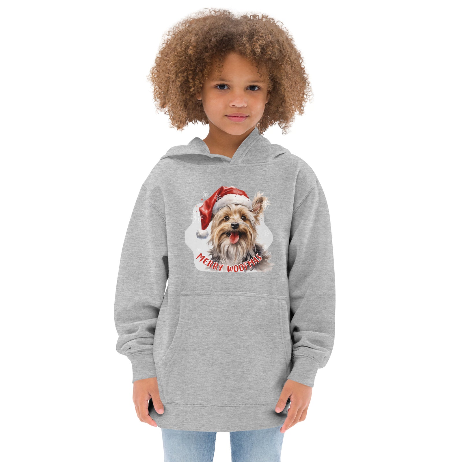 Kids fleece hoodie Yorkshire Terrier - Merry Woofmas
