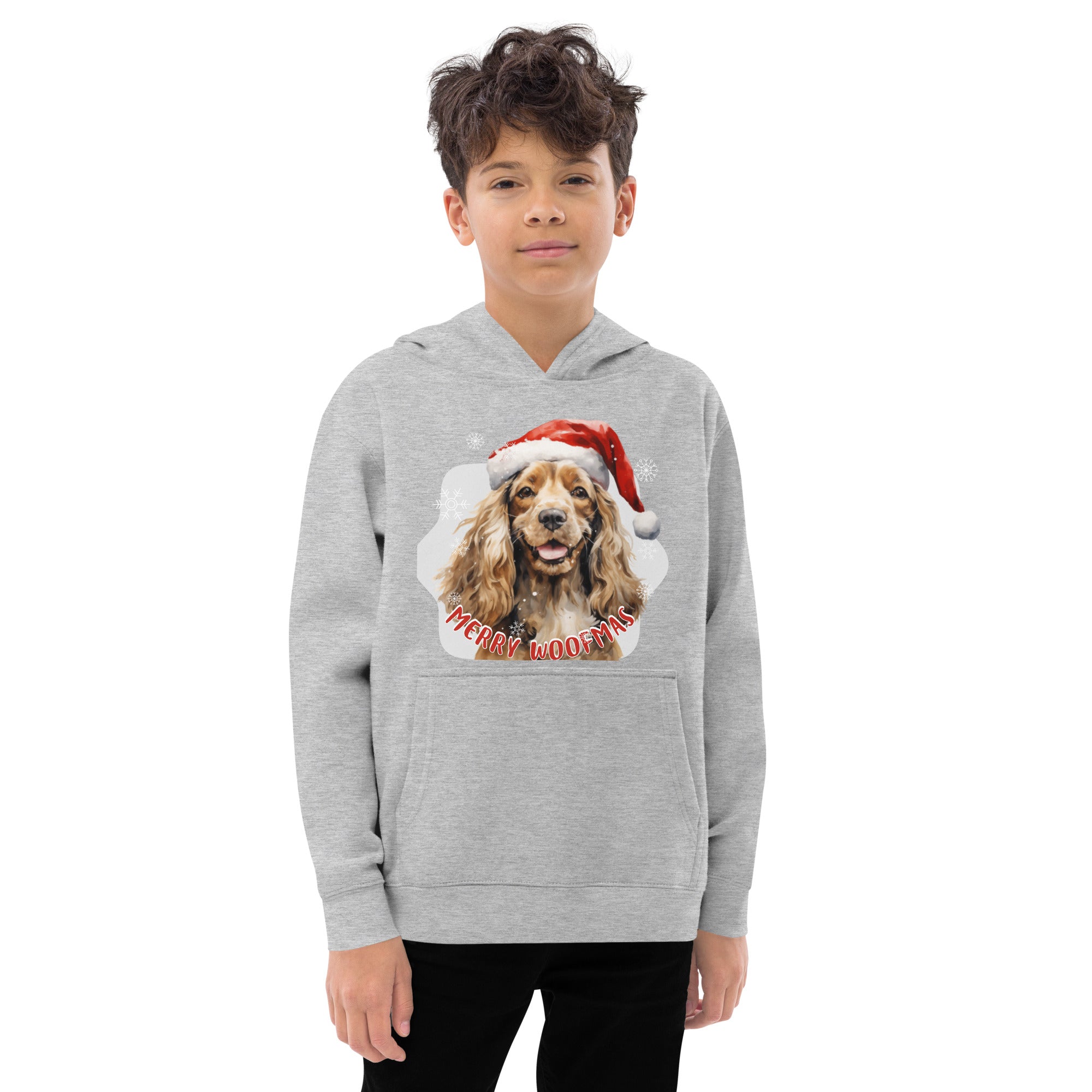Kids fleece hoodie Cocker Spaniel - Merry Woofmas