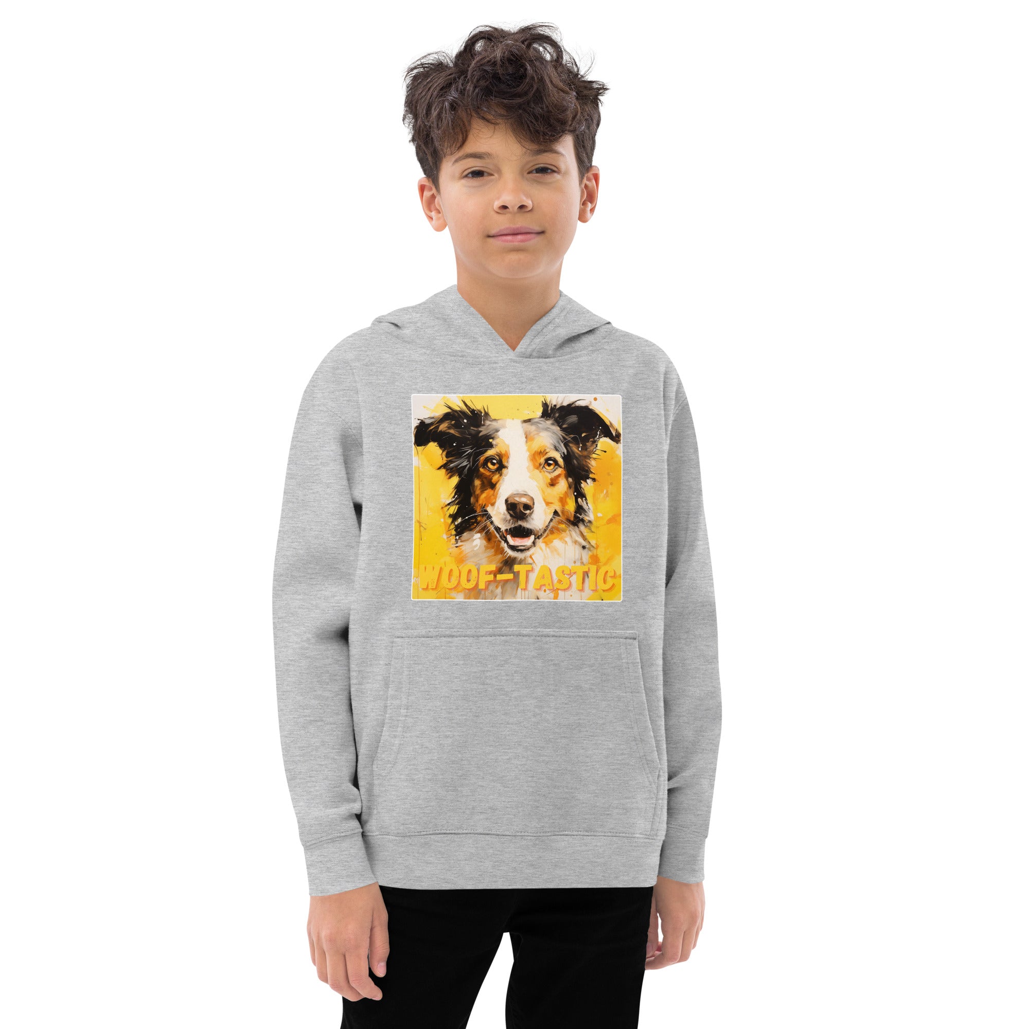 Kids fleece hoodie Woof-tastic Border Collie