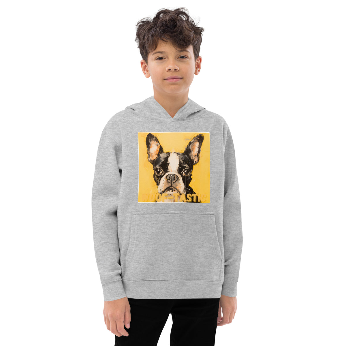 Kids fleece hoodie Woof-tastic Boston Terrier