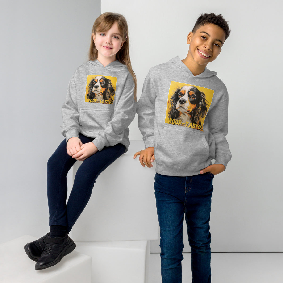 Kids fleece hoodie Woof-tastic Cavalier King Charles Spaniel