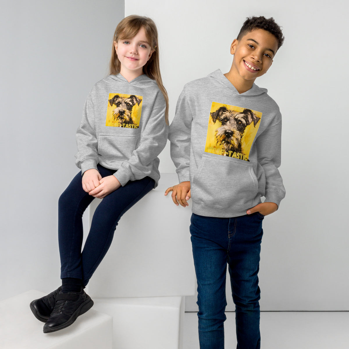Kids fleece hoodie Woof-tastic Miniature Schnauzer