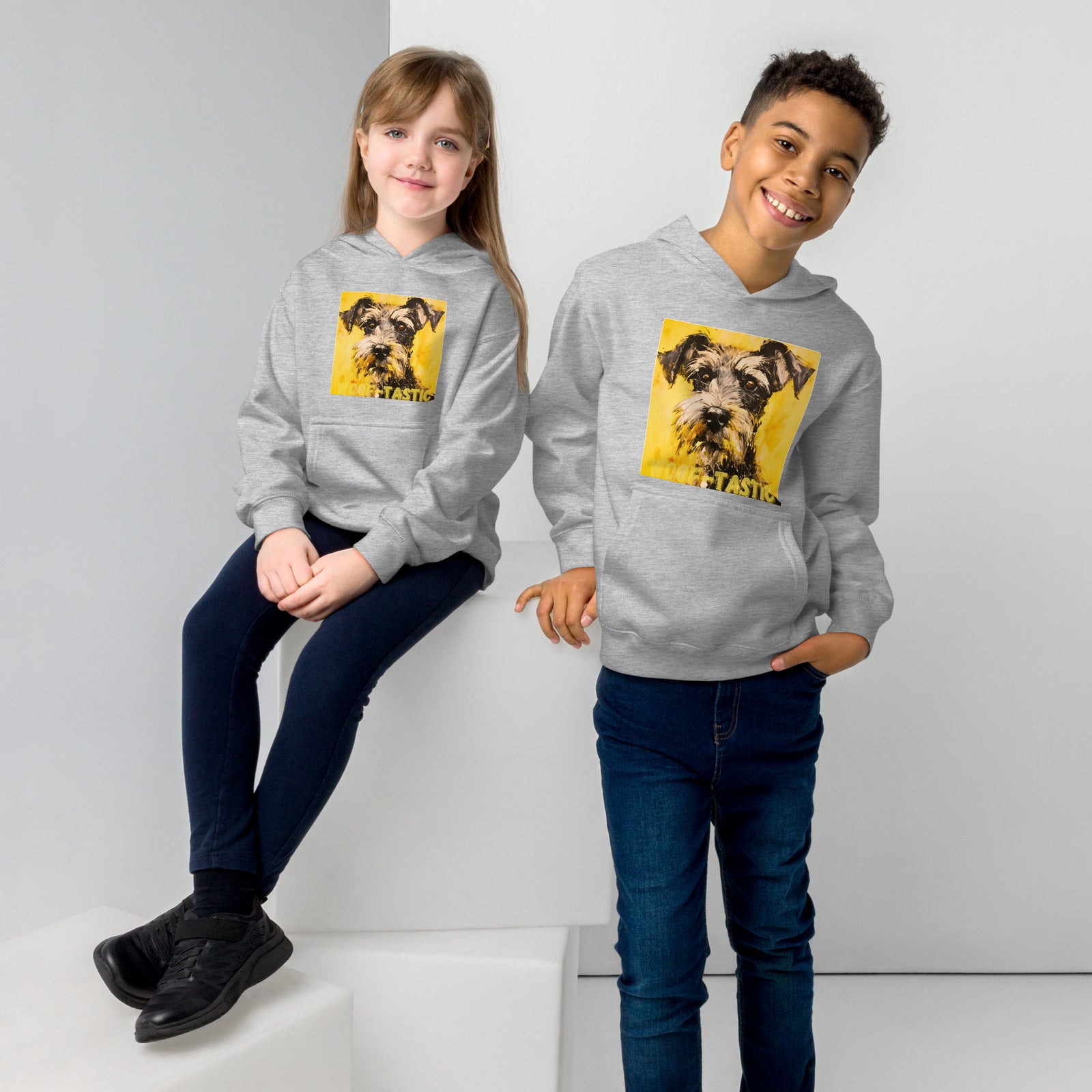 Kids fleece hoodie Woof-tastic Miniature Schnauzer