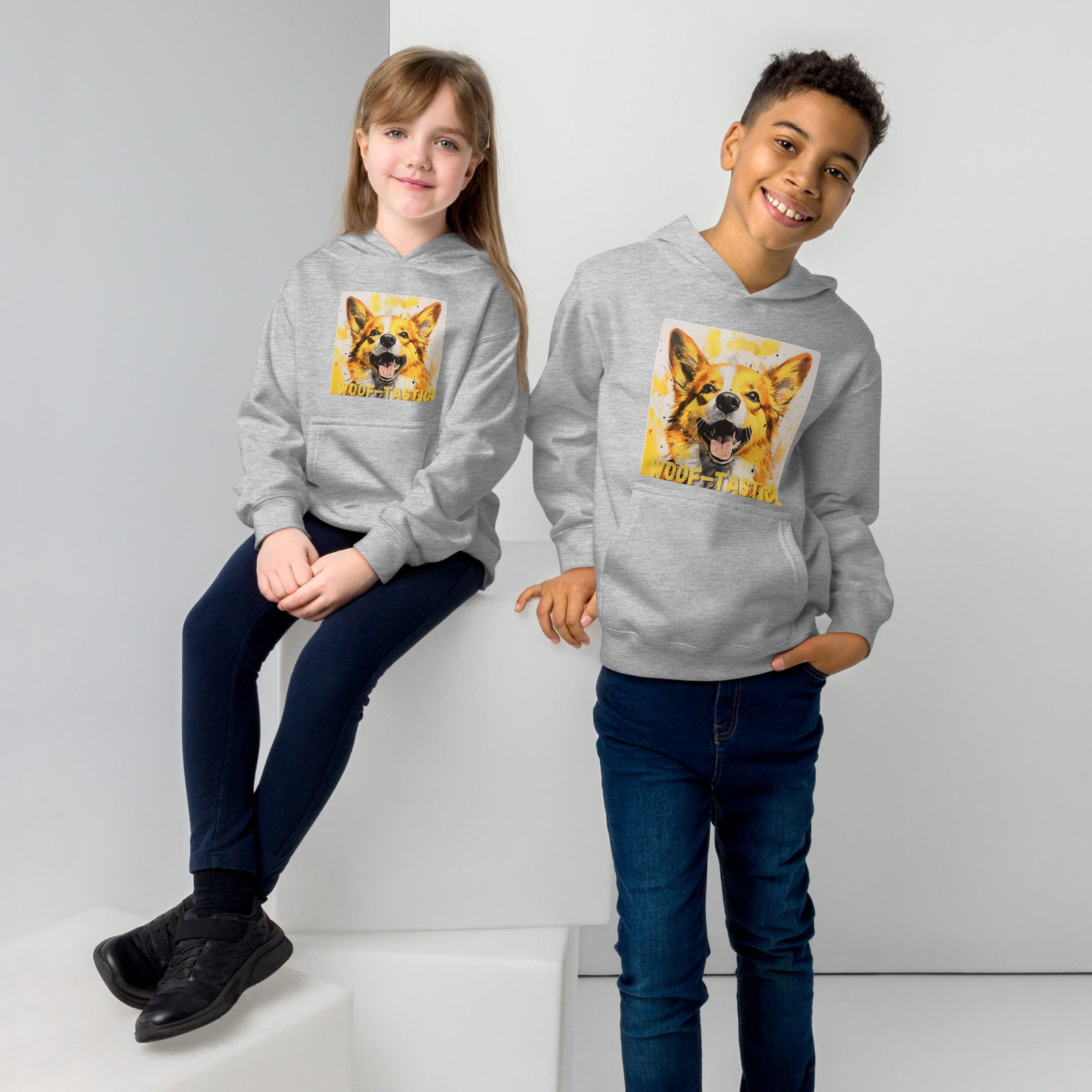 Kids fleece hoodie Woof-tastic Pembroke Welsh Corgi