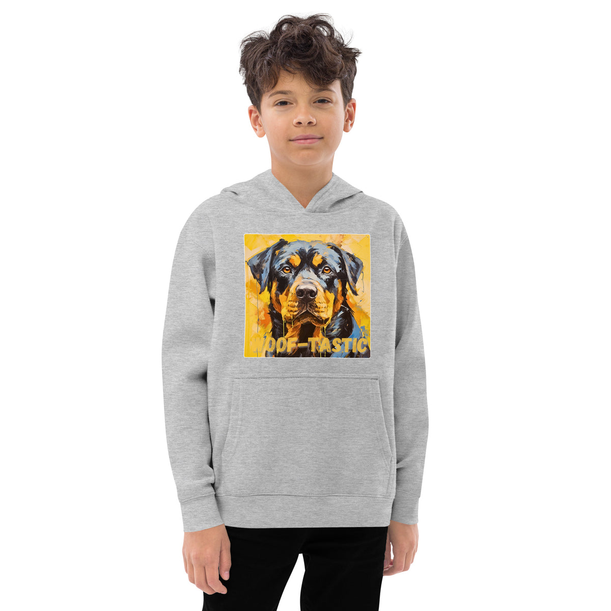 Kids fleece hoodie Woof-tastic Rottweiler