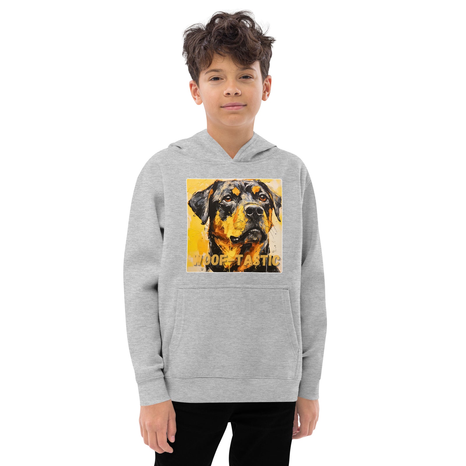 Kids fleece hoodie Woof-tastic Rottweiler