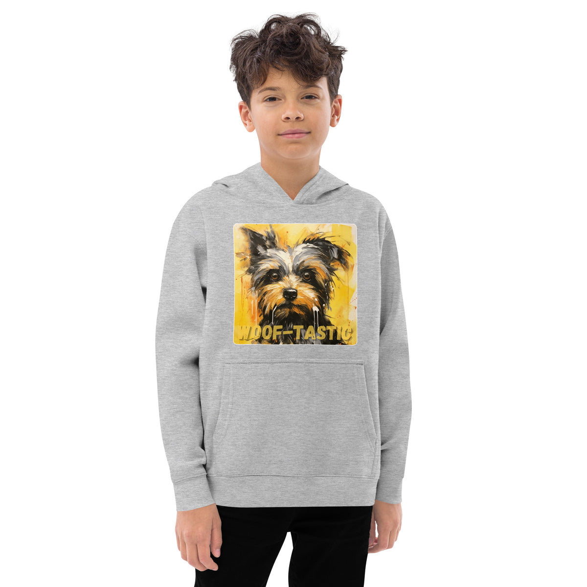 Kids fleece hoodie Woof-tastic Yorkshire Terrier