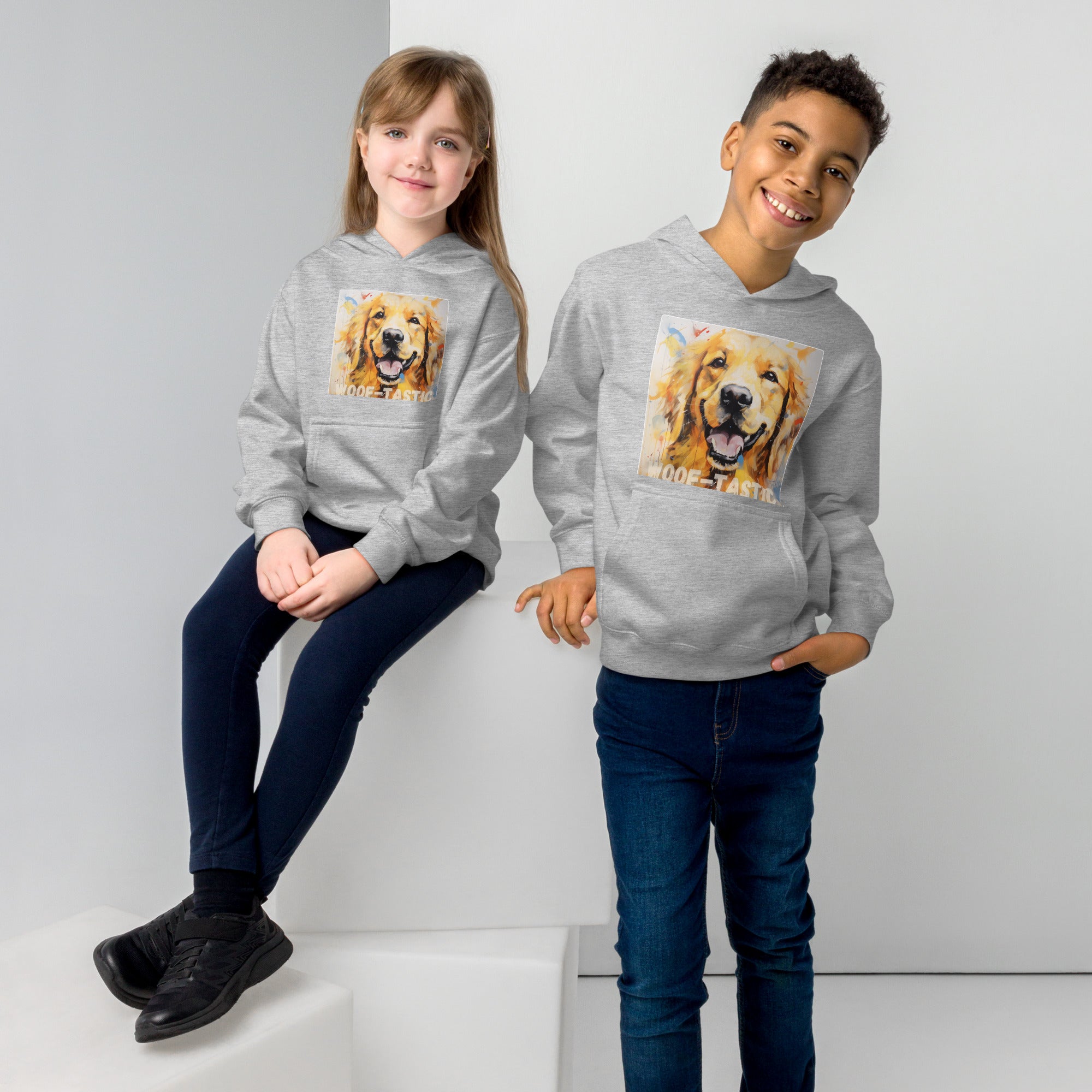 Kids fleece hoodie Woof-tastic Golden Retriever