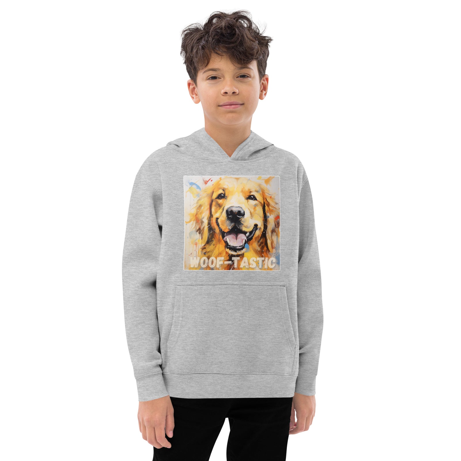 Kids fleece hoodie Woof-tastic Golden Retriever