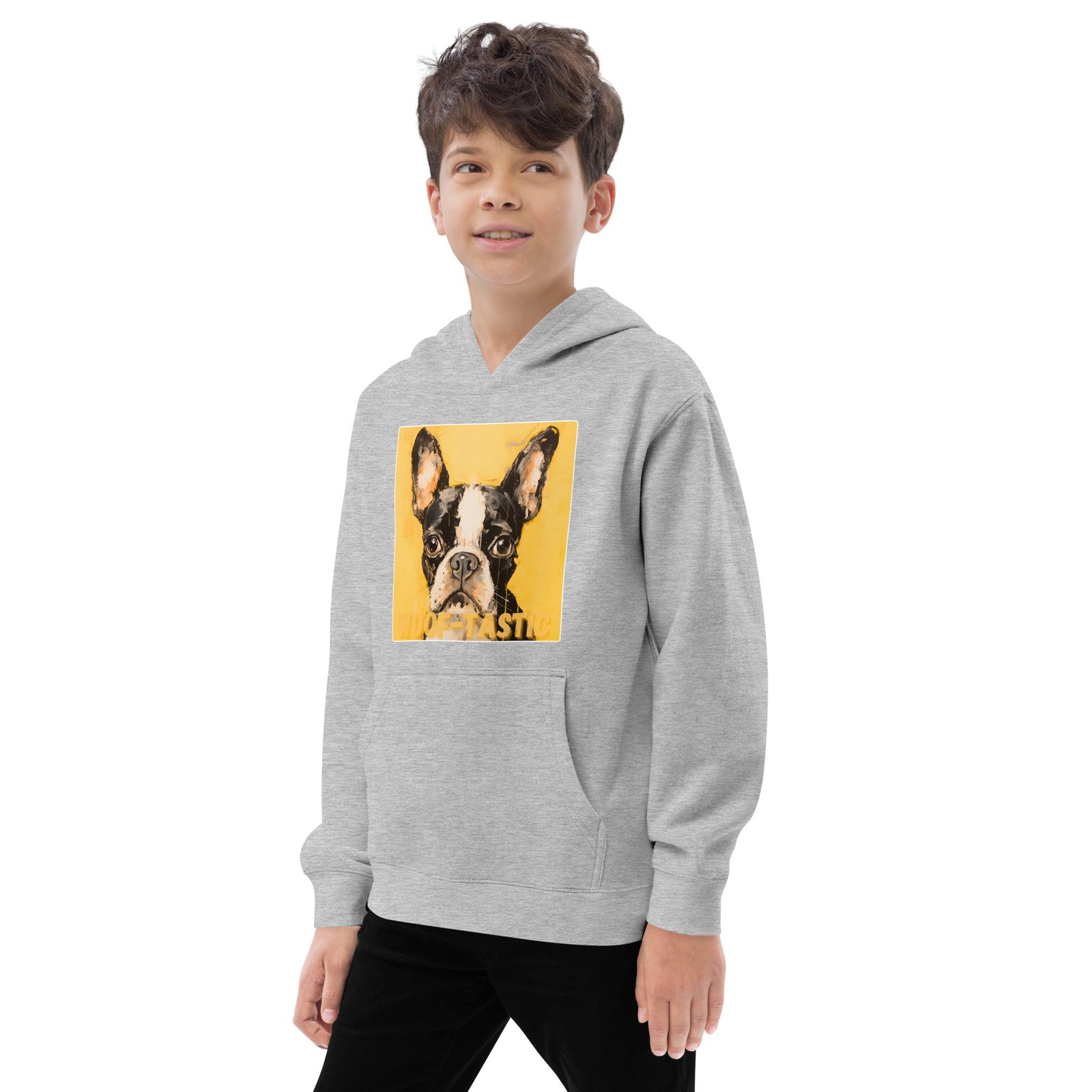 Kids fleece hoodie Woof-tastic Boston Terrier