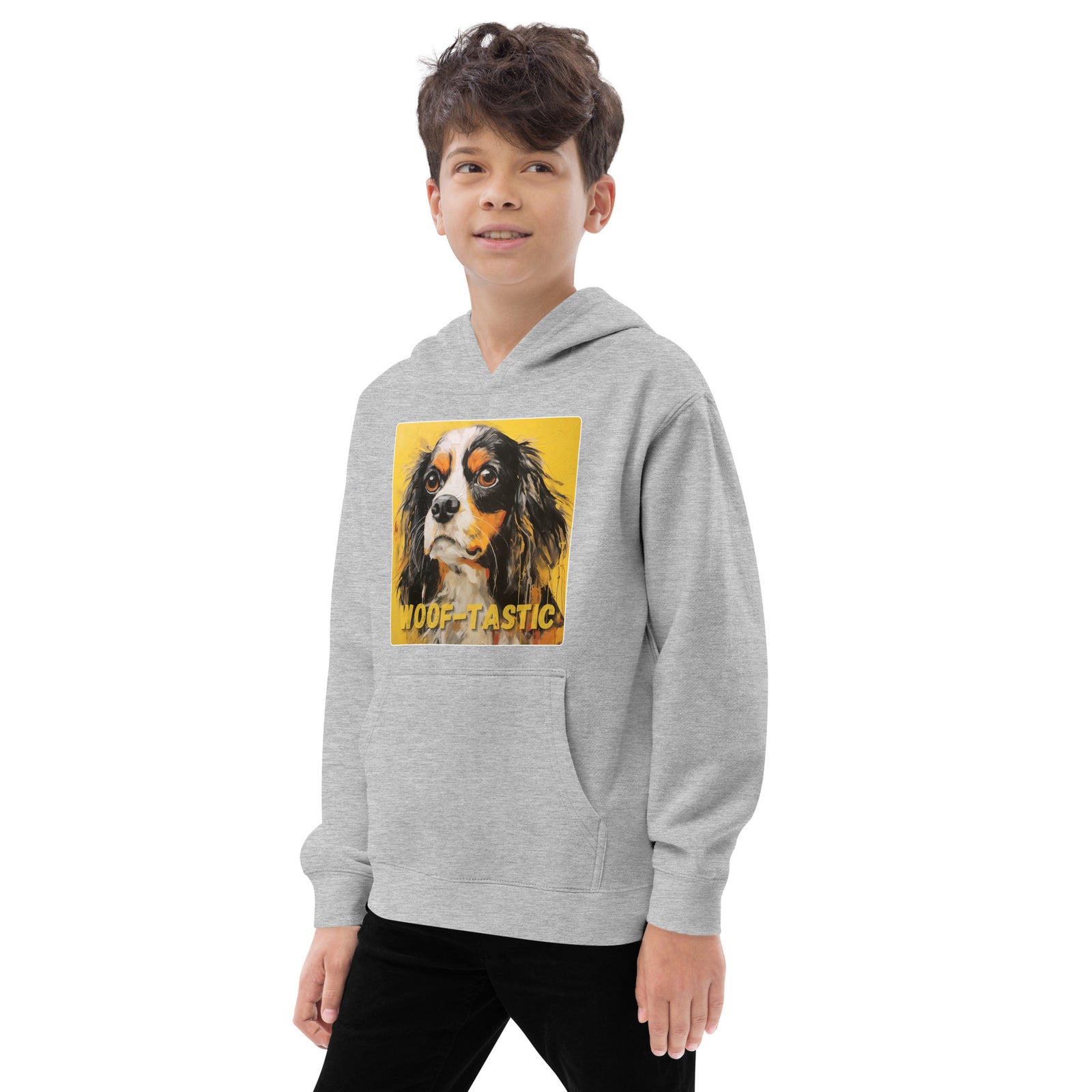 Kids fleece hoodie Woof-tastic Cavalier King Charles Spaniel