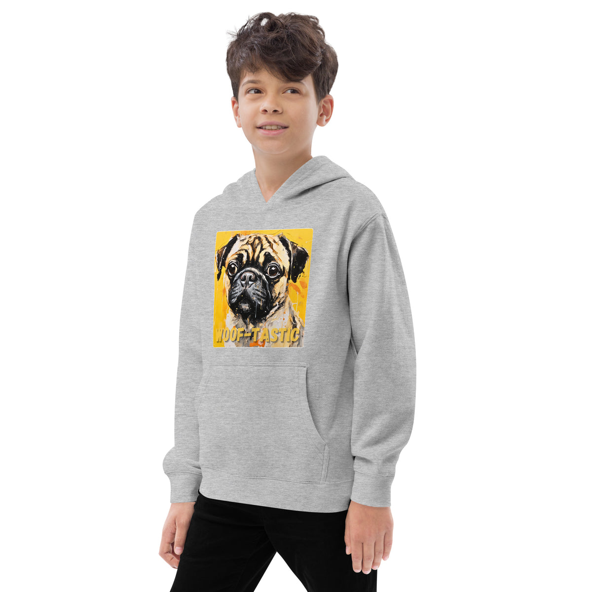 Kids fleece hoodie Woof-tastic Pug