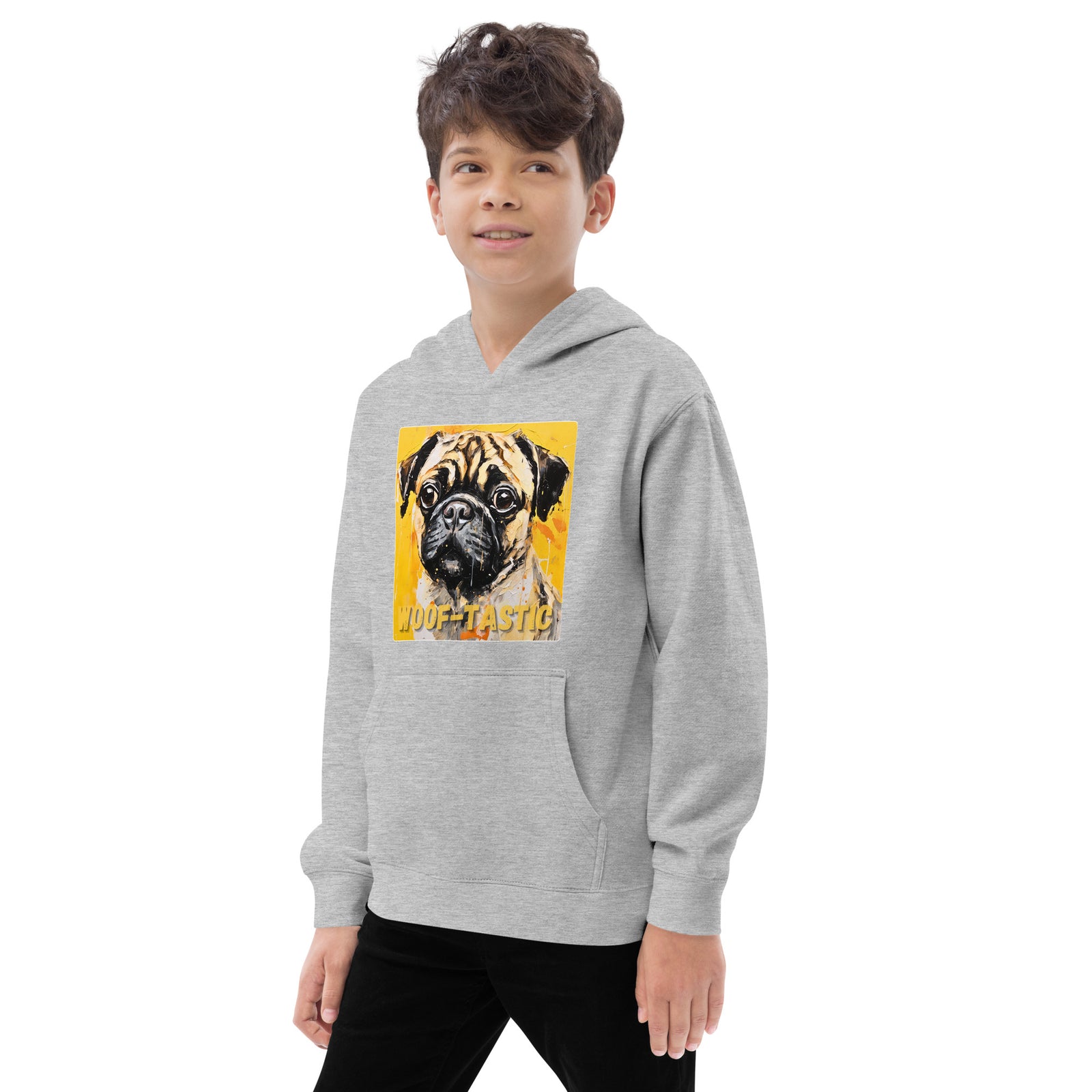 Kids fleece hoodie Woof-tastic Pug