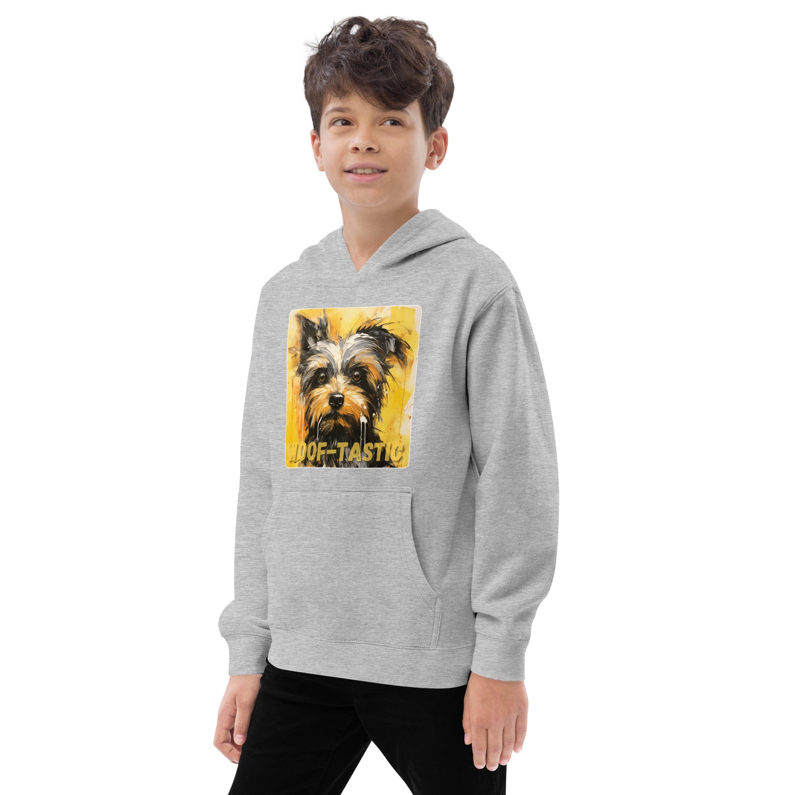 Kids fleece hoodie Woof-tastic Yorkshire Terrier