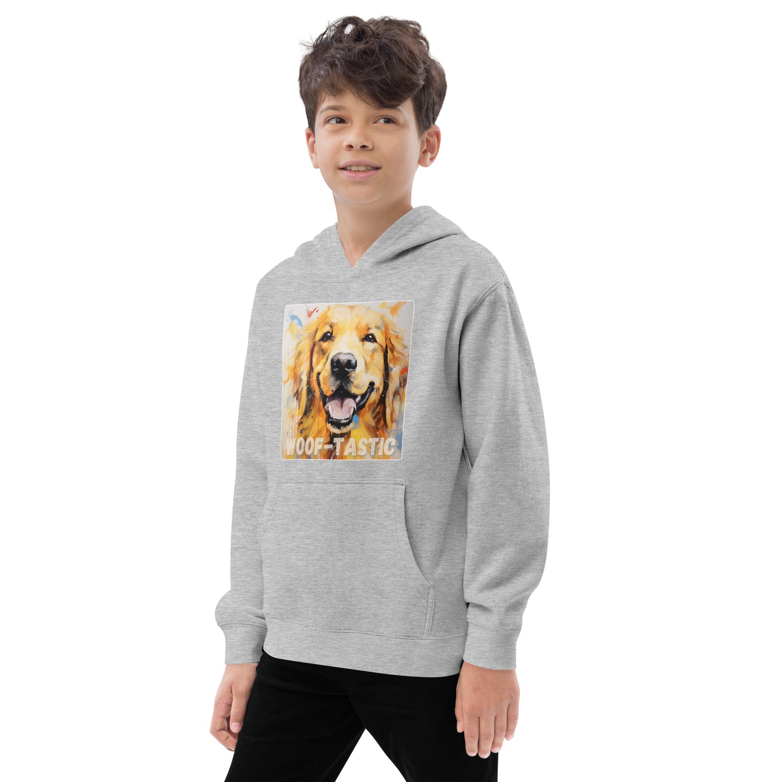 Kids fleece hoodie Woof-tastic Golden Retriever