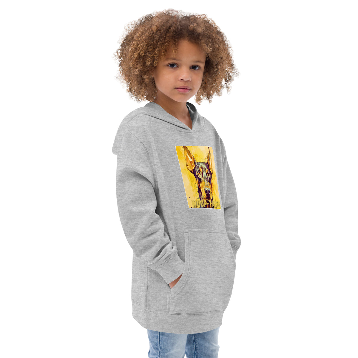 Kids fleece hoodie Woof-tastic Doberman Pinscher