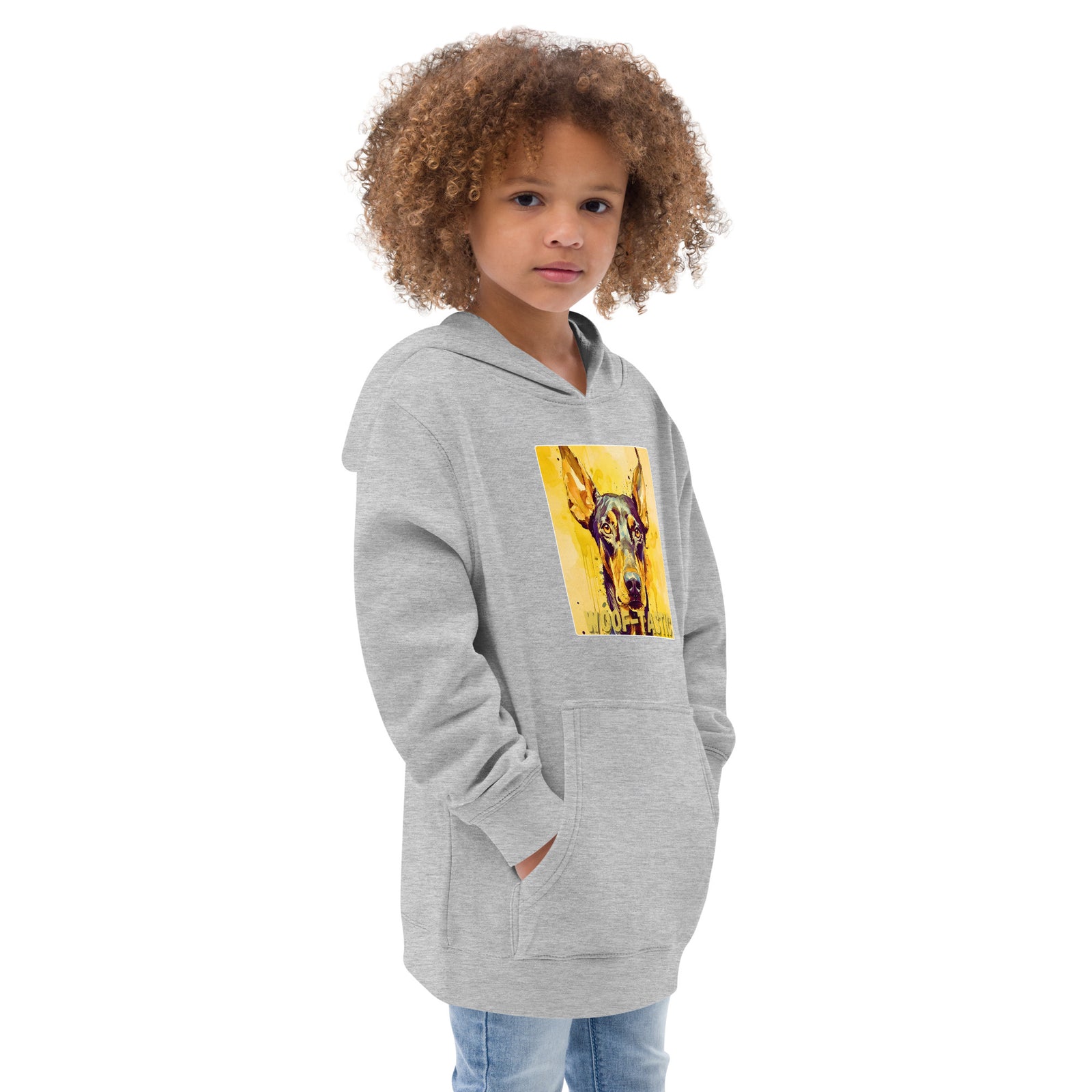 Kids fleece hoodie Woof-tastic Doberman Pinscher
