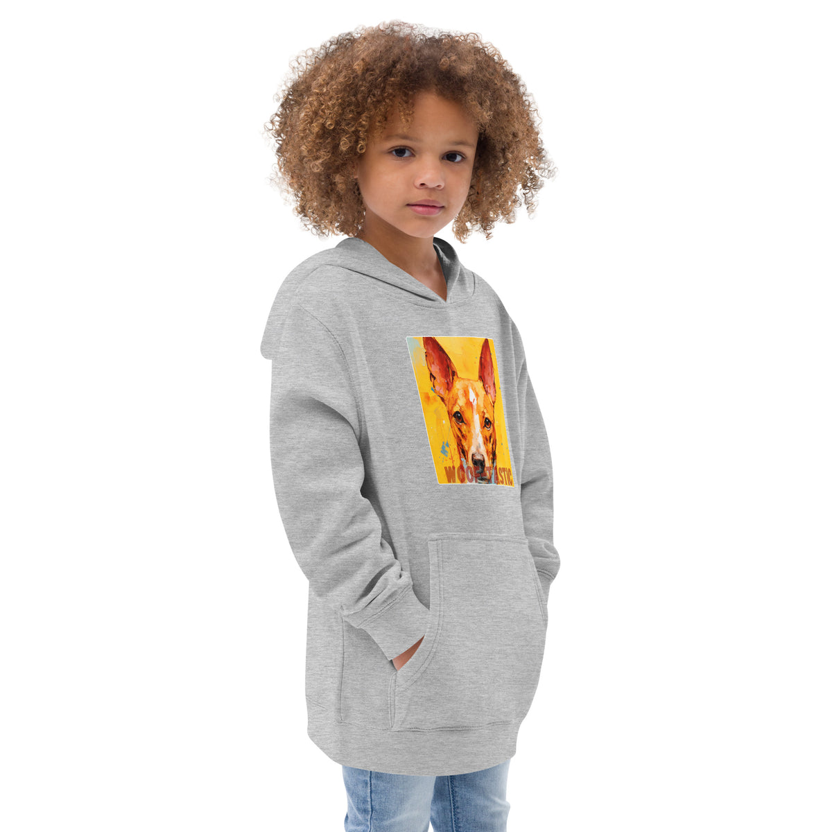 Kids fleece hoodie Woof-tastic Basenji