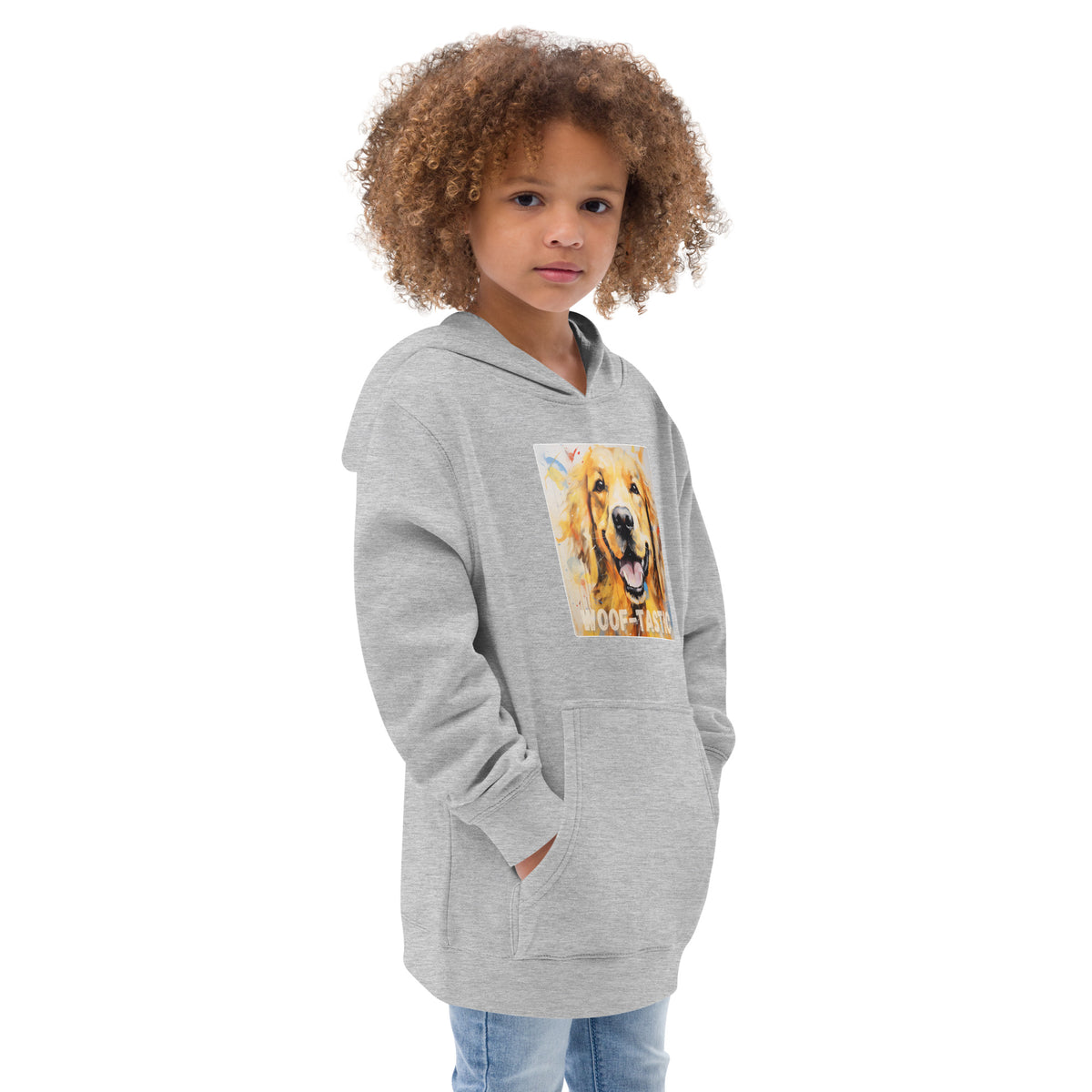Kids fleece hoodie Woof-tastic Golden Retriever