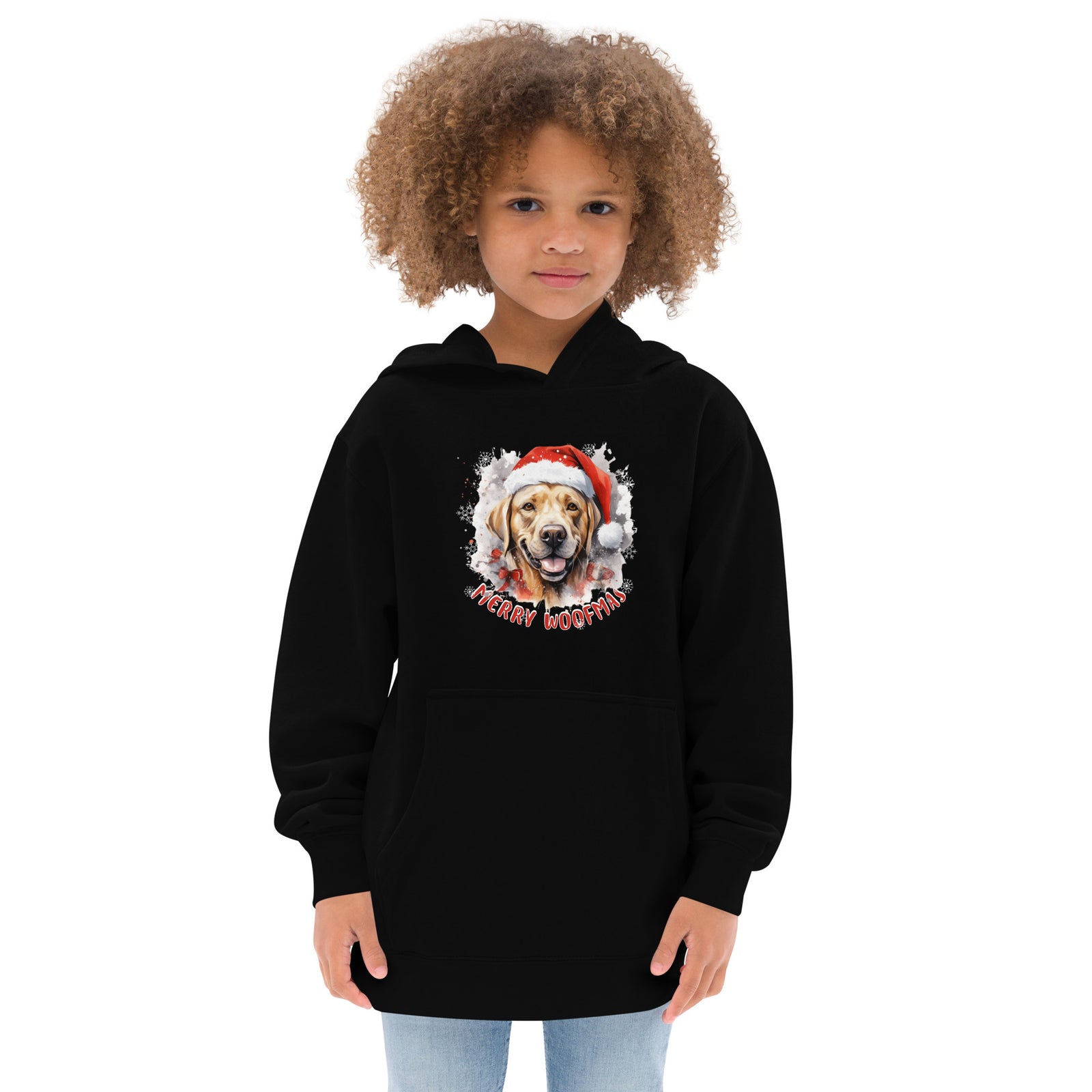 Kids fleece hoodie Labrador - Merry Woofmas