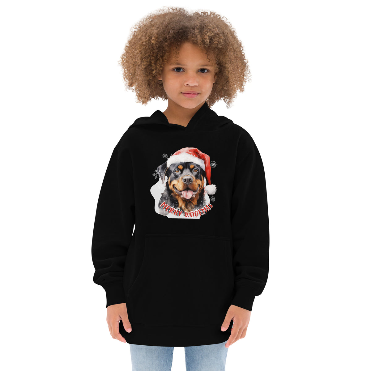 Kids fleece hoodie Rottweiler - Merry Woofmas