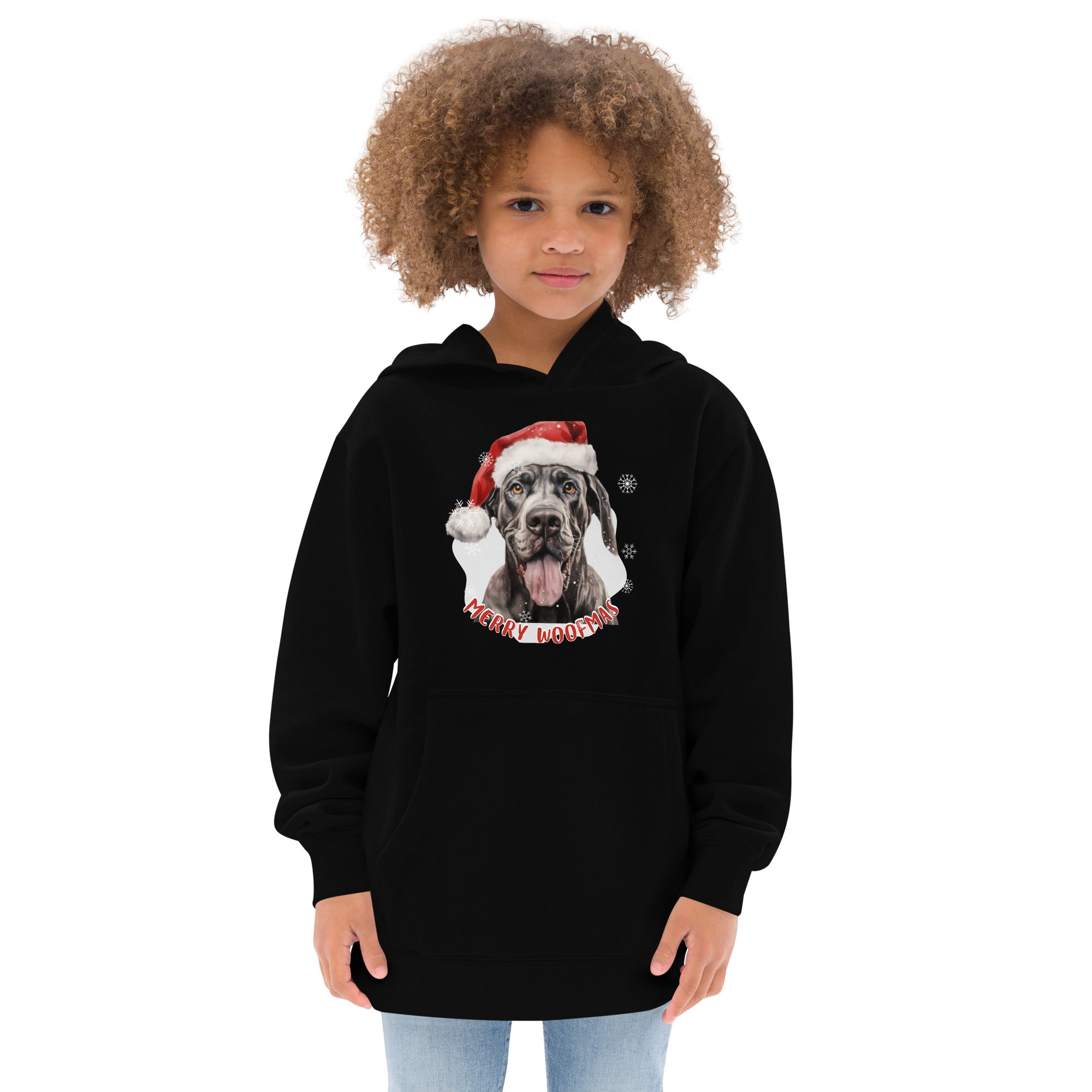 Kids fleece hoodie Great Dane - Merry Woofmas