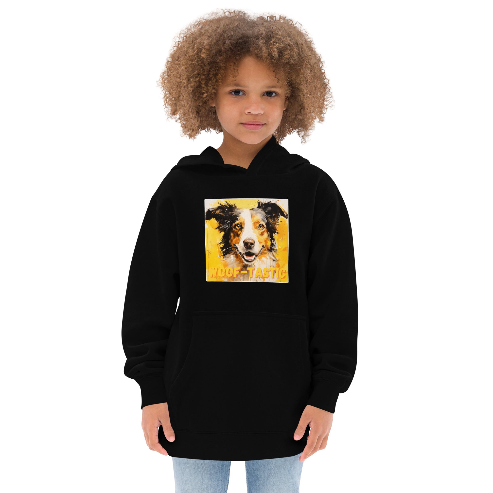 Kids fleece hoodie Woof-tastic Border Collie