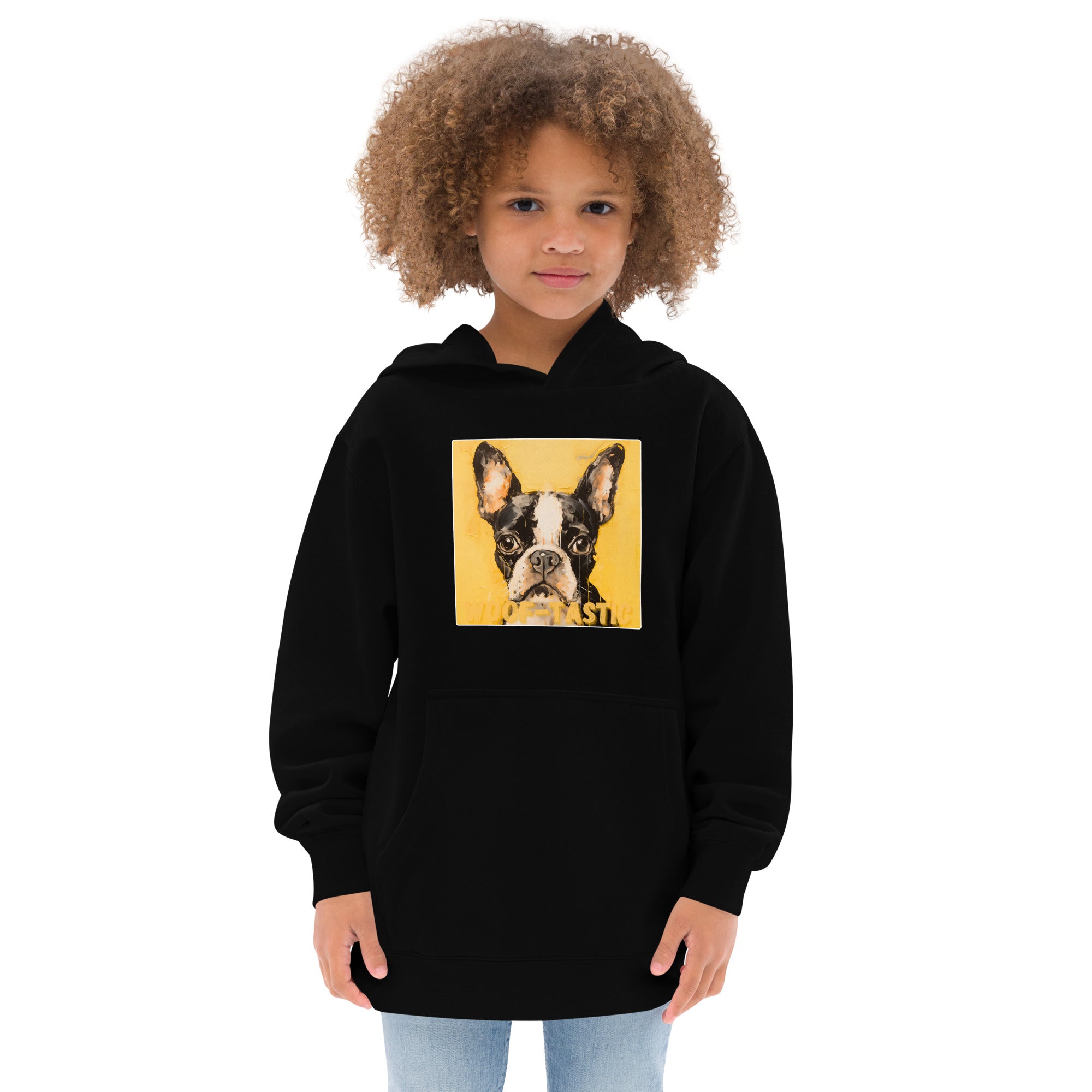 Kids fleece hoodie Woof-tastic Boston Terrier