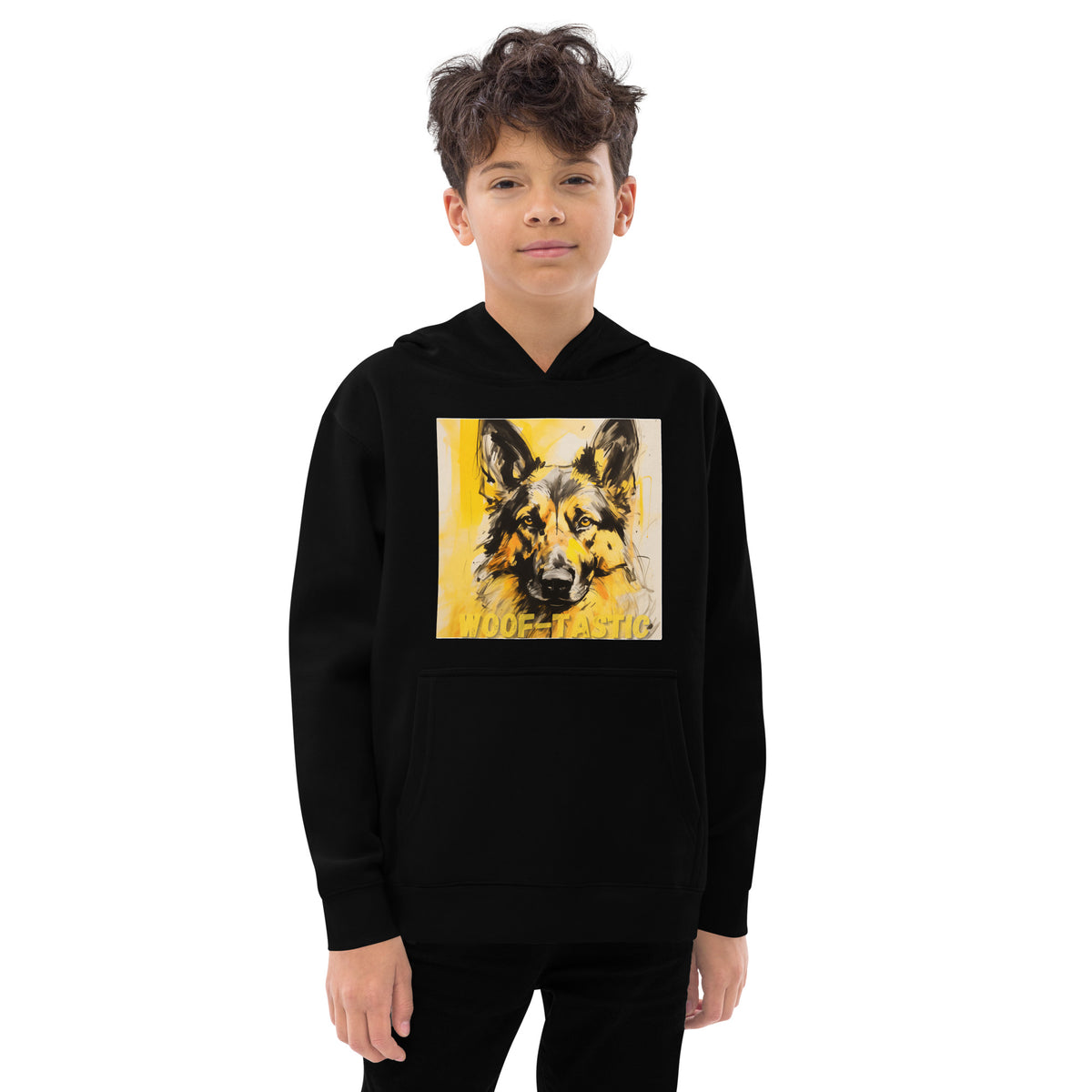 Kids fleece hoodie Woof-tastic German Shepherd