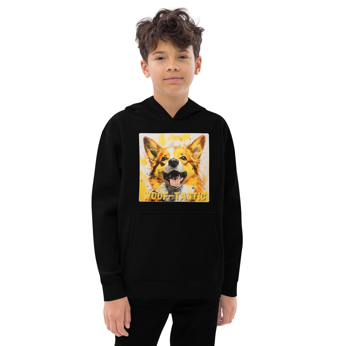 Kids fleece hoodie Woof-tastic Pembroke Welsh Corgi