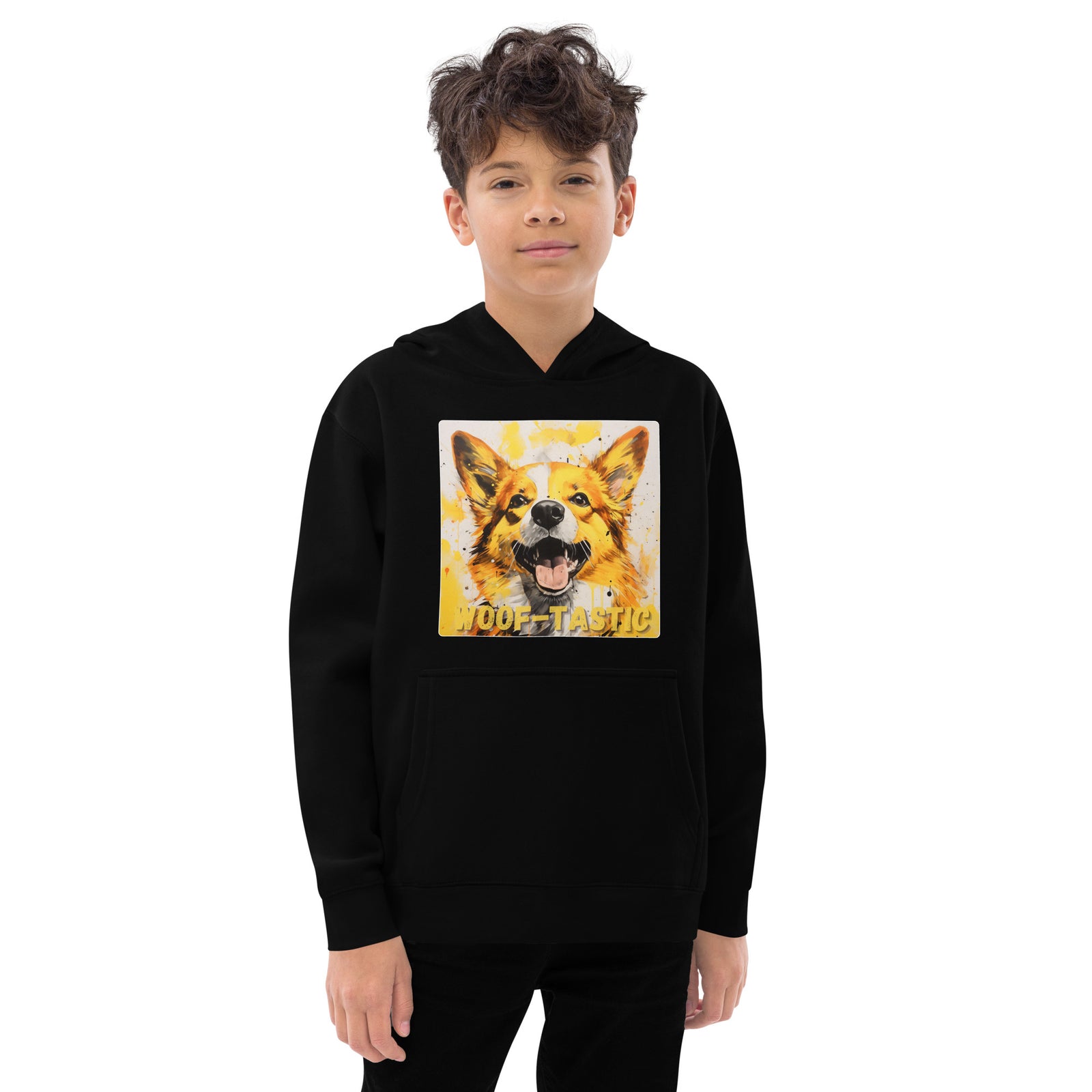 Kids fleece hoodie Woof-tastic Pembroke Welsh Corgi