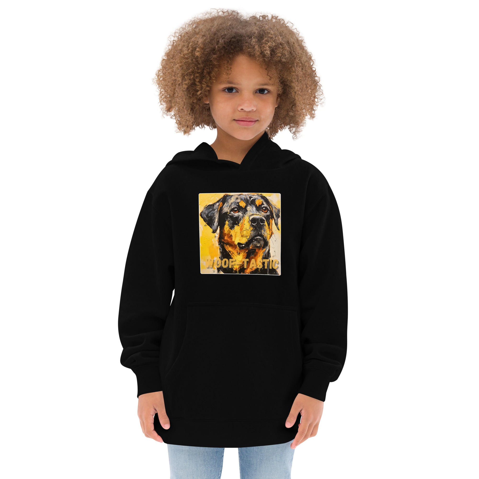 Kids fleece hoodie Woof-tastic Rottweiler