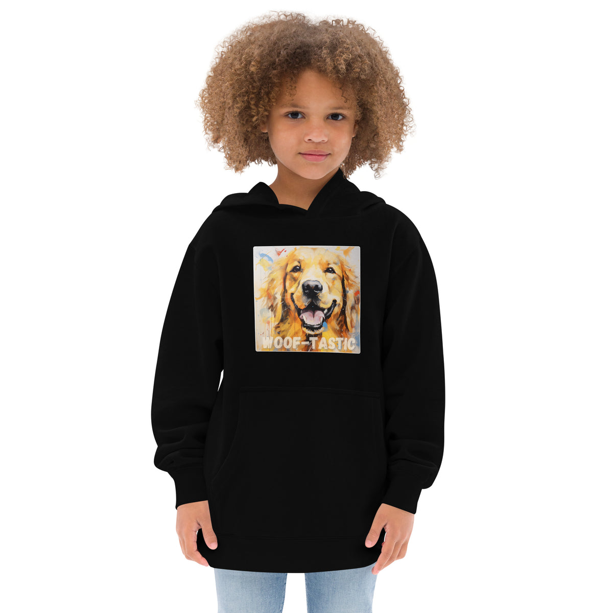 Kids fleece hoodie Woof-tastic Golden Retriever