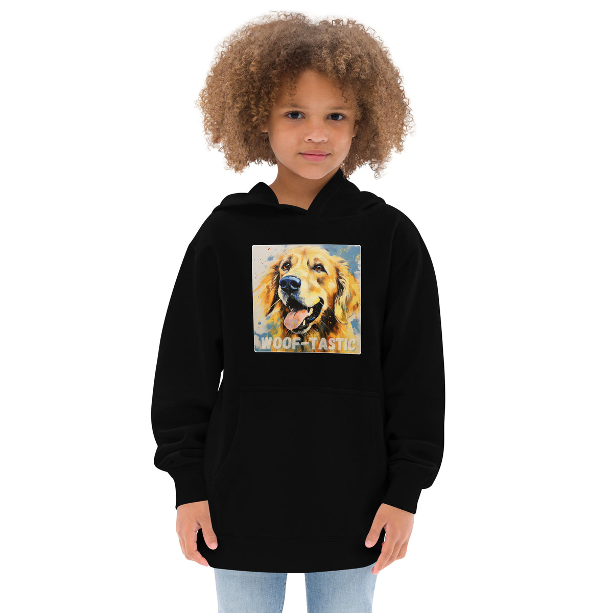Kids fleece hoodie Woof-tastic Golden Retriever