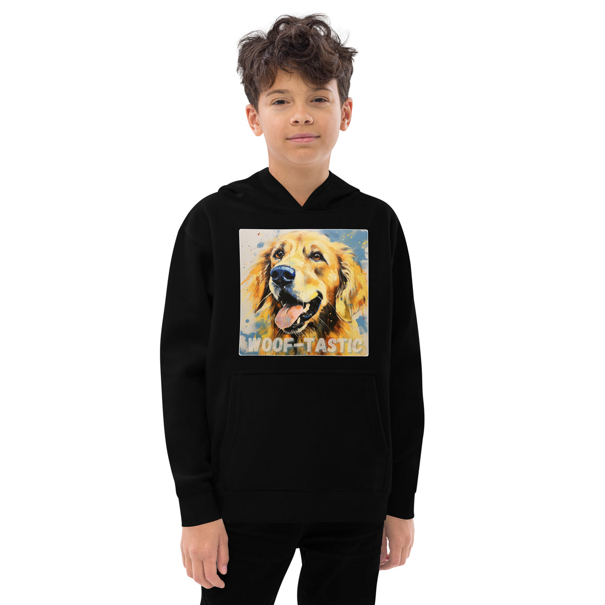 Kids fleece hoodie Woof-tastic Golden Retriever