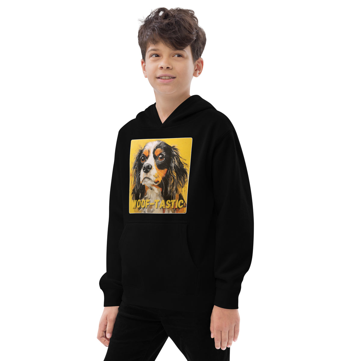 Kids fleece hoodie Woof-tastic Cavalier King Charles Spaniel