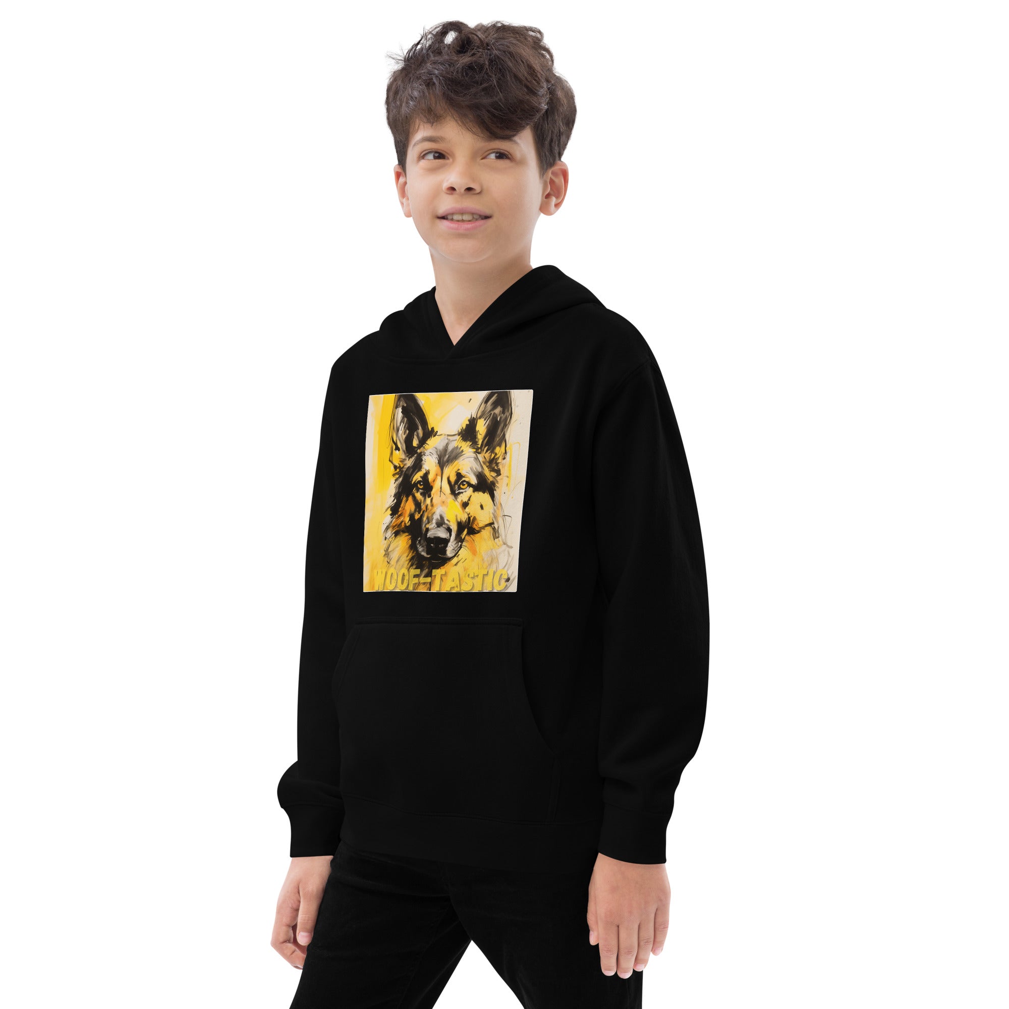 Kids fleece hoodie Woof-tastic German Shepherd